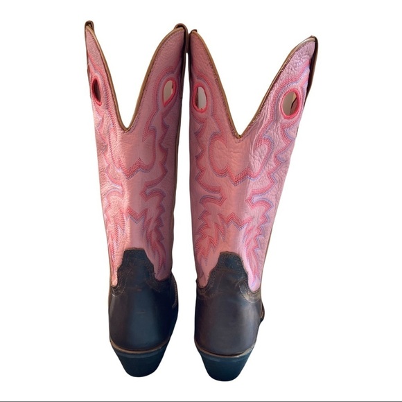 NWT Masterson sz 6 pink brown leather embroidered cowgirl boots - Picture 4 of 16